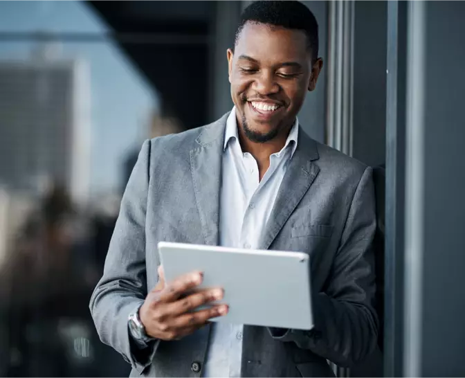 Business professional using laptop